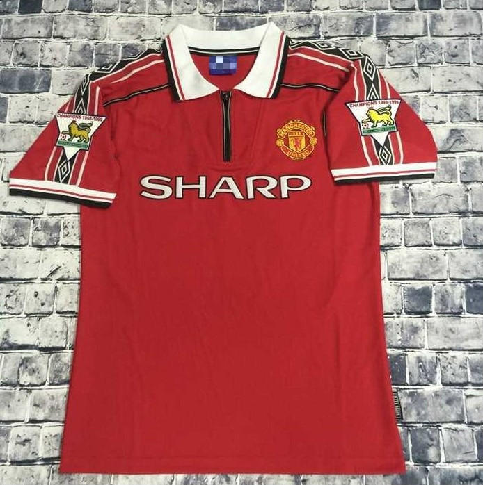 盈步 复古曼联球衣9899红魔三冠王7号贝克汉姆 吉格斯索尔斯克亚足球