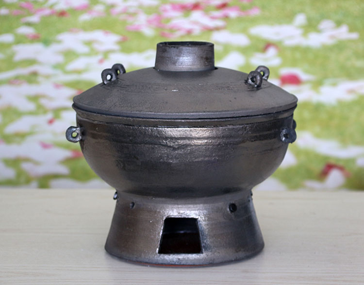 平定砂锅 平定传统土砂锅砂火锅木炭火锅涮肉无釉土暖锅打边炉 24cm(1