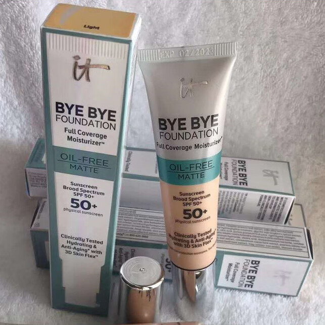 byebye粉底液itcetics提亮肤色遮瑕依科美小银管粉管spfbyebye粉底