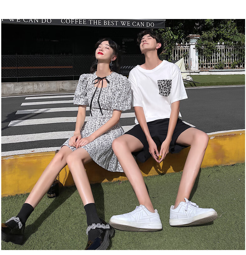 海澜优选 海澜之家旗下品牌 网红风火你衣我裙情侣装夏季t恤套装小众