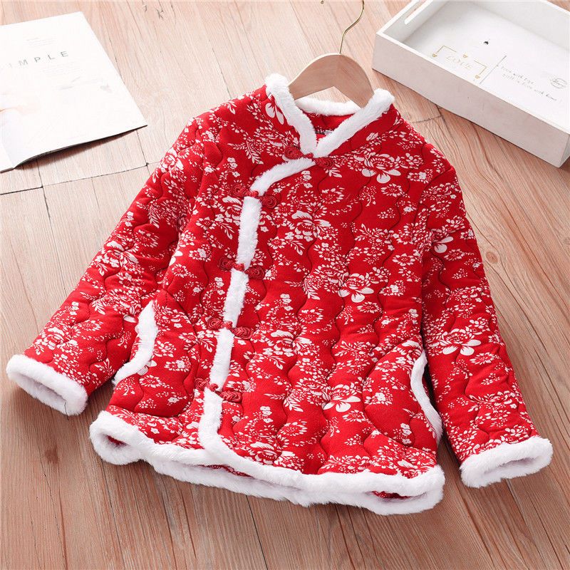 小女孩东北大花棉袄儿童民族风网红棉服女童夹棉棉衣秋冬加厚外套民族