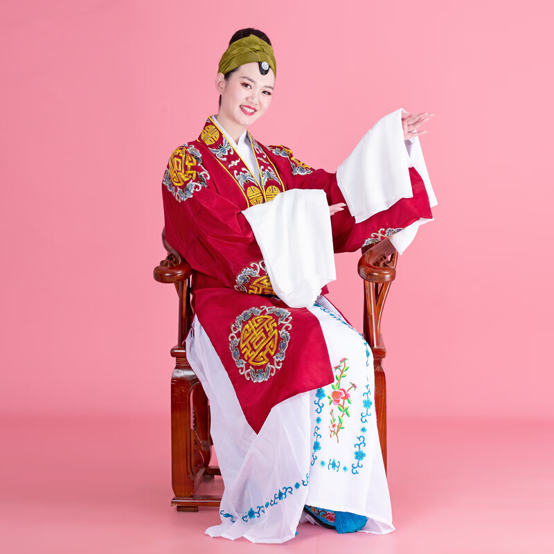 妲菲妮古装戏曲员外夫人服装京剧越剧老旦对披老奶奶戏服枣红色老旦戏