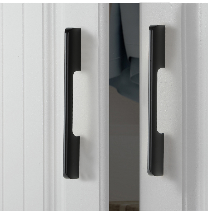 柜门拉手现代简约一米加长长厨柜门黑色橱柜酒柜轻奢衣柜门把手单孔黑