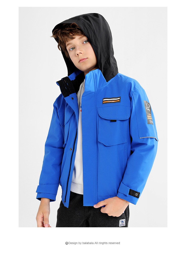 骆驼camel童装儿童冲锋衣三合一男童中大童可拆卸加绒女童冲锋衣橡皮