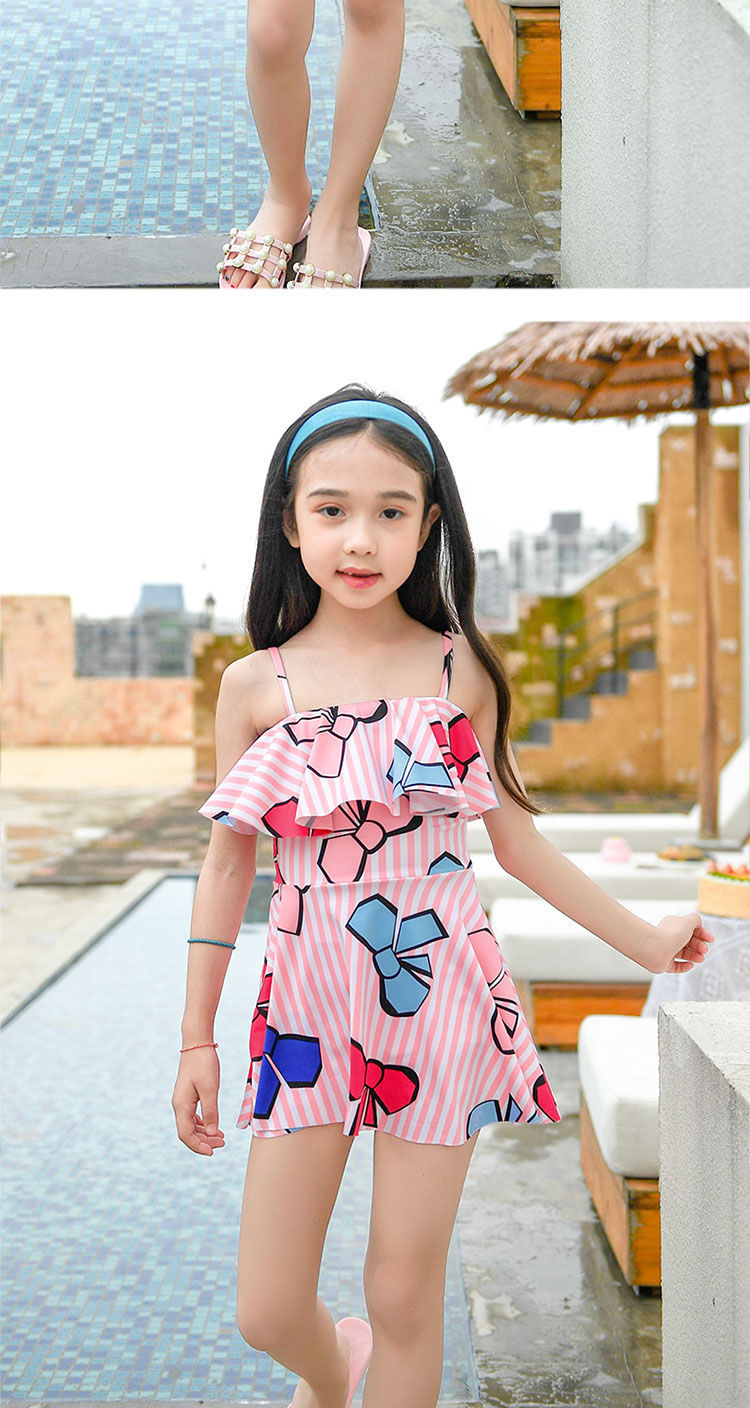 新款儿童游泳衣中大女童韩国小学生可爱网红裙式童装少女洋气分体大