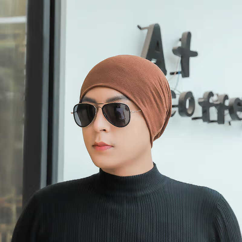 芭雅莲睡帽男夏薄款男士帽子无檐春秋冬天头巾帽子睡帽男韩版潮套头帽