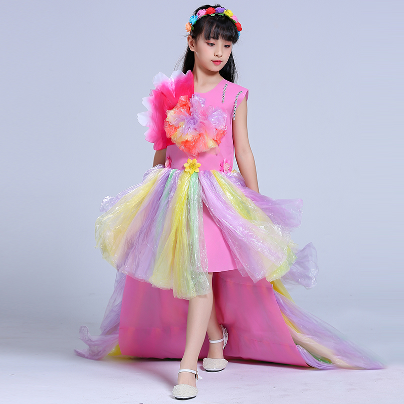 儿童环保时装秀衣服男童服装diy材料手工制作衣服幼儿园亲子女孩走秀