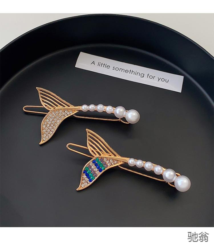 驰翁韩国ins珍珠鱼尾发夹少女网红超仙甜美边夹气质碎发刘海夹子头饰