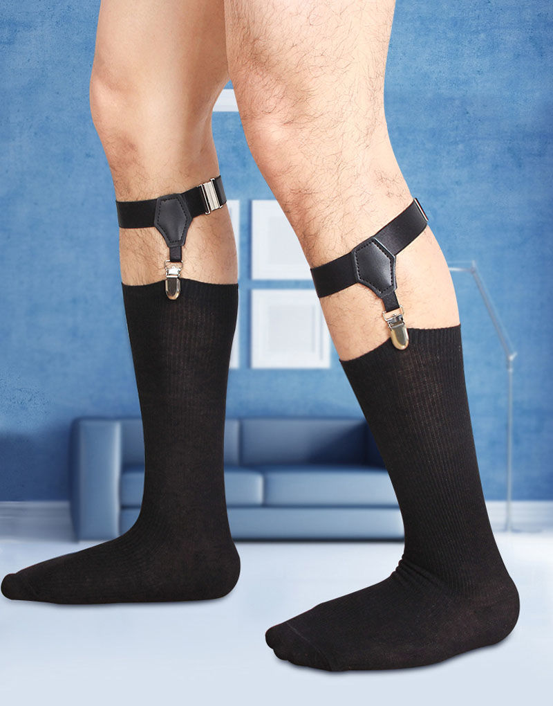 小腿吊带袜夹欧美西装皮鞋袜子白领男士正装商务腿环双夹吊袜带男丝袜