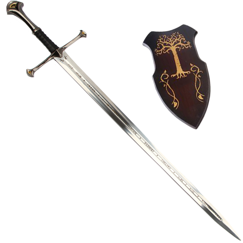 【精选好物】精品指环王剑纳西尔圣剑经文版魔戒阿拉贡金属剑周边模型