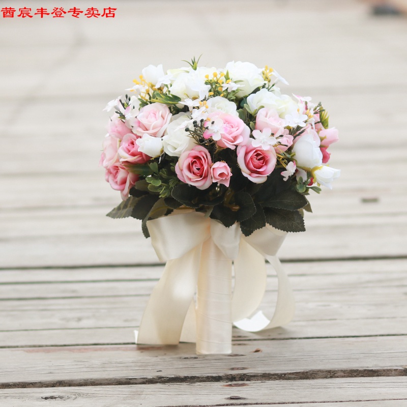 結婚緞帶手捧花束永生花仿真紅玫瑰花攝影 鍾愛混搭紅玫【圖片 價格