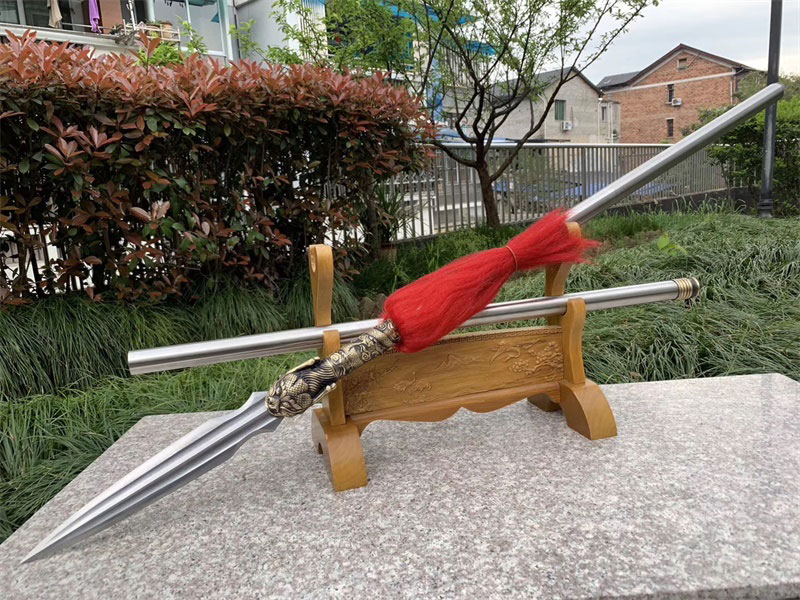 赵云长矛龙泉市霸王炝花纹钢长炝炝头古代冷兵赵云器炝红缨炝未开刃