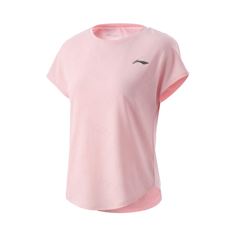 李宁短袖女2021夏季新款跑步系列女子舒适透气时尚运动t恤atsr048刚浅