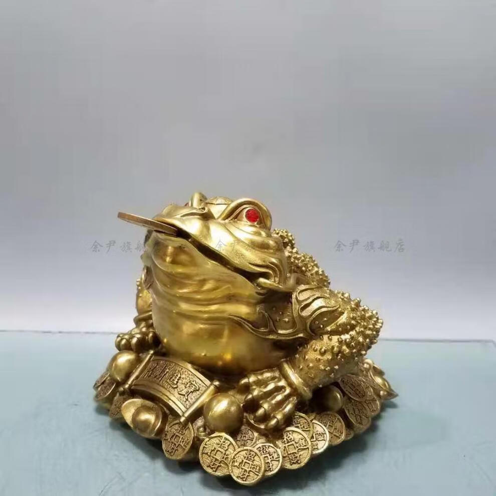 元宝三足蟾蜍纯铜金蟾摆件元宝蟾三足金蟾八卦蟾四方纳财蟾蜍开业礼品