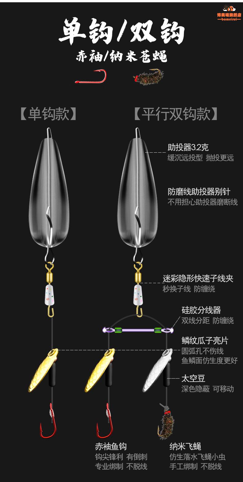 瓜子亮片飞蝇钩不伤线瓜子亮片套装绑好翘嘴白条马口鲫鱼饵飞蝇钩助投