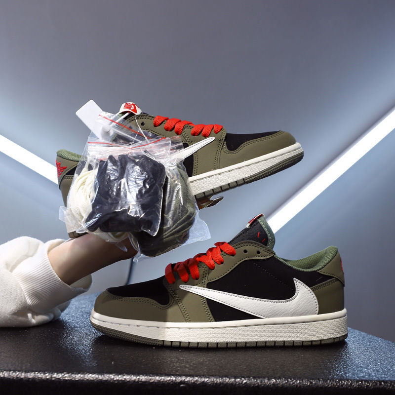 乔1小红书藤原浩倒钩闪电白灰棕色百搭经典情侣休闲板鞋 aj藤原浩倒钩