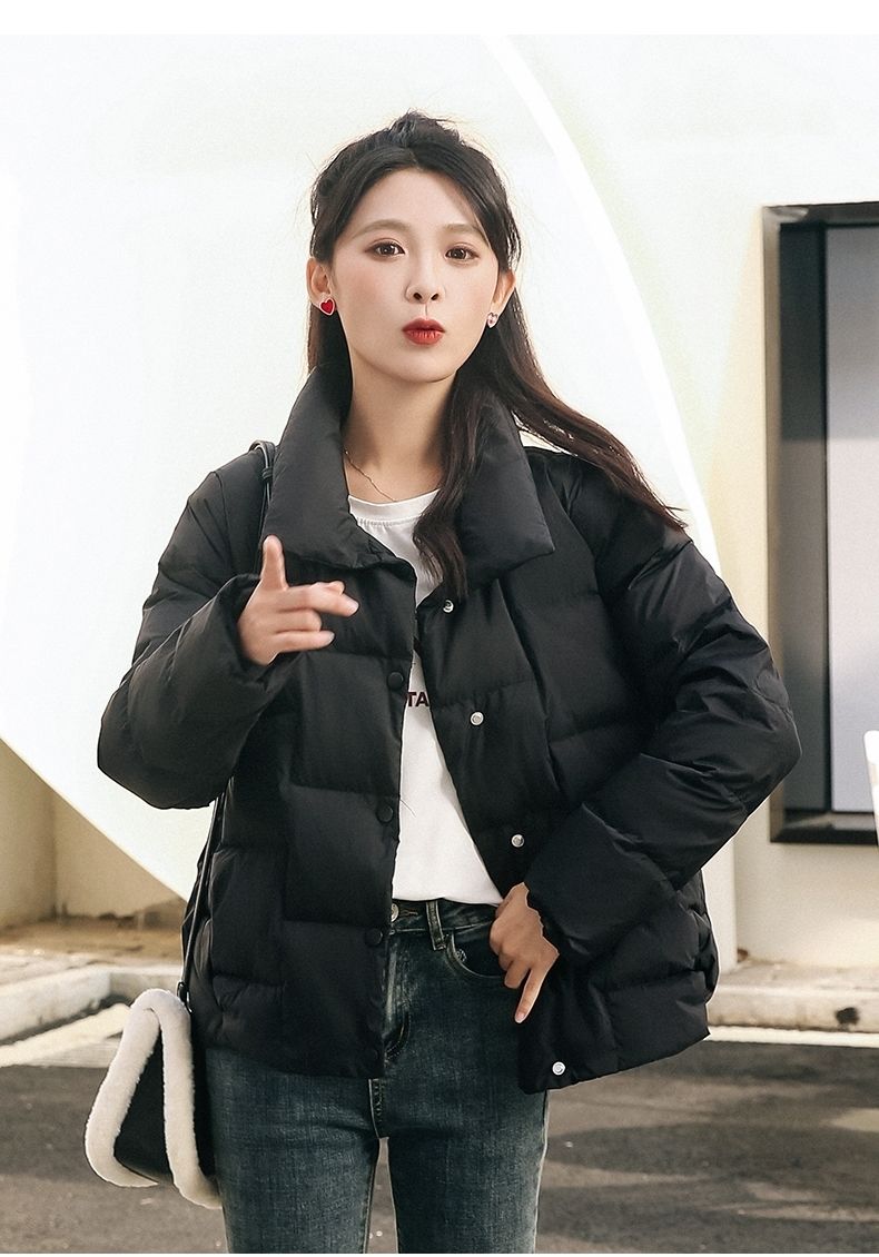 羽绒服女短款服女小个子时尚韩版简单2022秋冬短款 红色 s码80-100斤