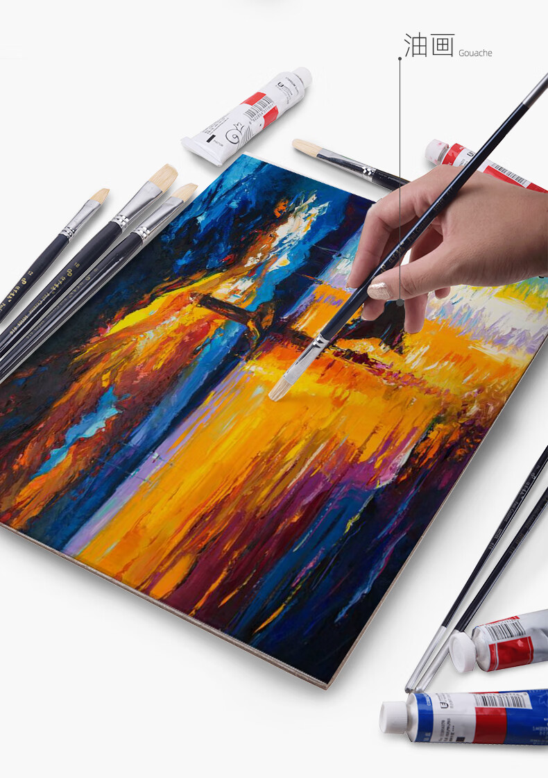 保罗塞尚平头水粉笔猪鬃油画笔硬毛排笔刷子丙烯颜料水彩画笔温妤2号