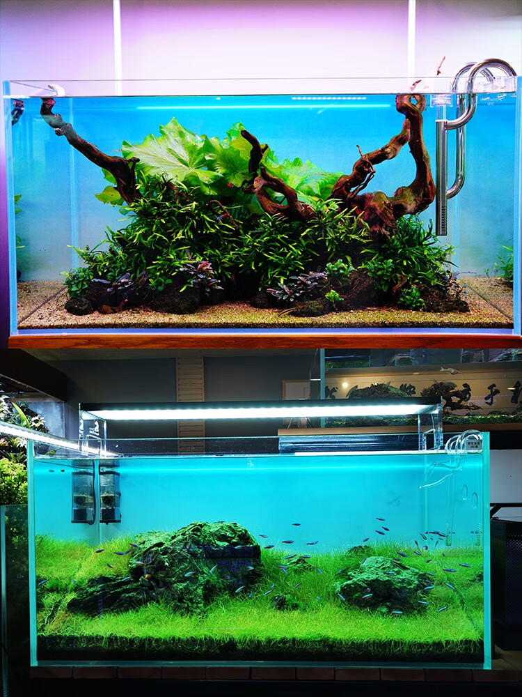 纯色鱼缸水陆草缸造景青后景纸壁纸背景贴纸自粘蓝白青白渐变蓝板