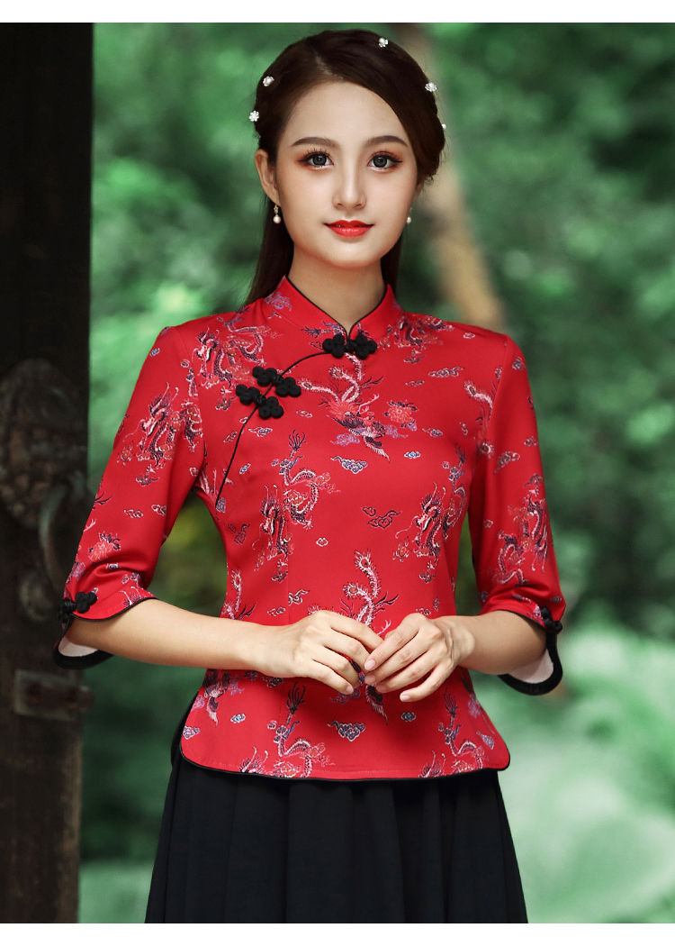 春夏装中式复古中国风旗袍上衣改良时尚套装民国女装盘扣唐装汉服