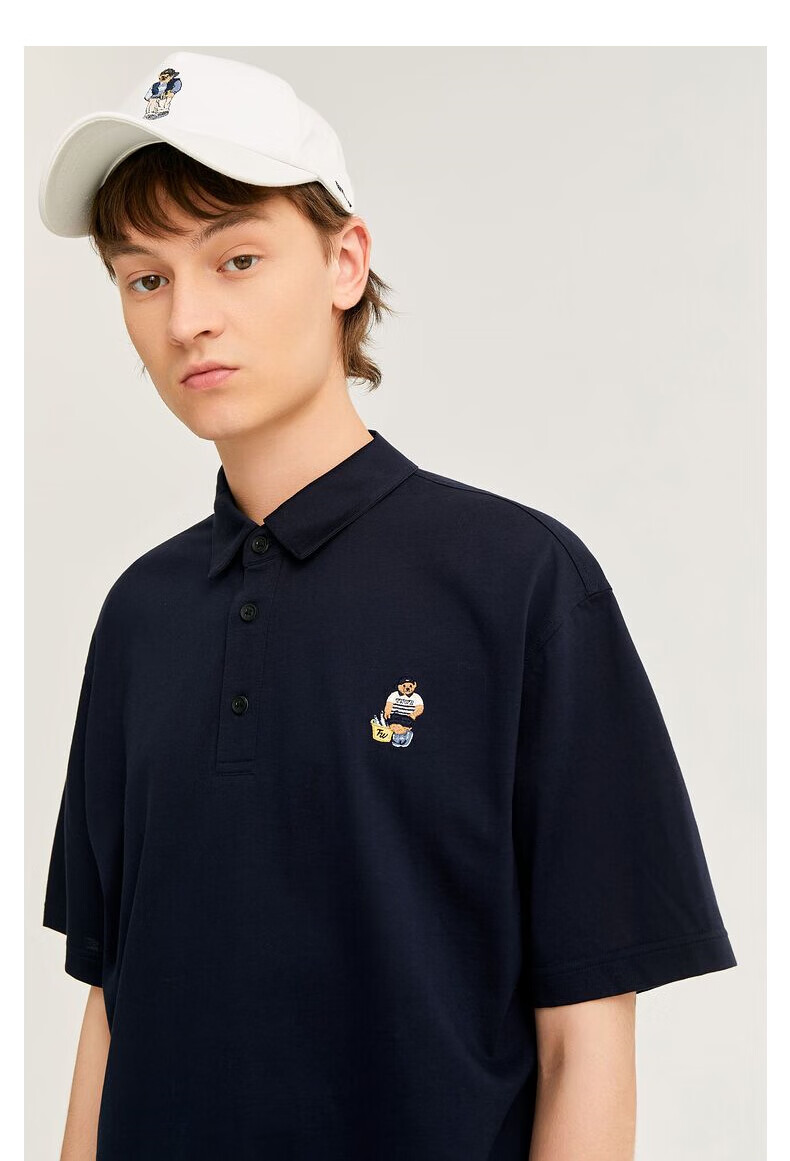 teenieweenie小熊男装2021年夏季新款男士商务休闲polo衫 白色 170