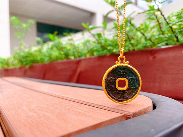 老凤凰开元通宝真品古币铜钱黄金吊坠平安扣999足金土耳其金项链女