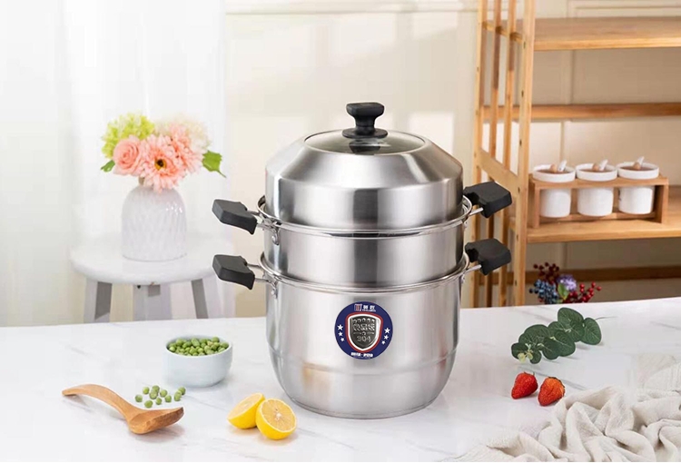英匠不锈钢蒸锅 英匠304不锈钢蒸锅蒸馒头加高汤蒸锅汤锅带蒸屉电磁炉