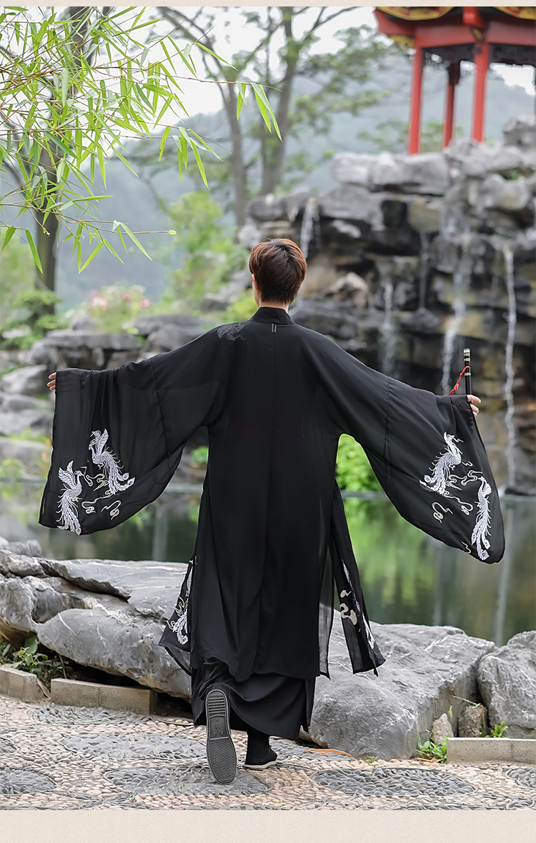 支持国产威乐思汉服男士原创古风交领齐腰大袖长袍衫6米大摆水墨渐变