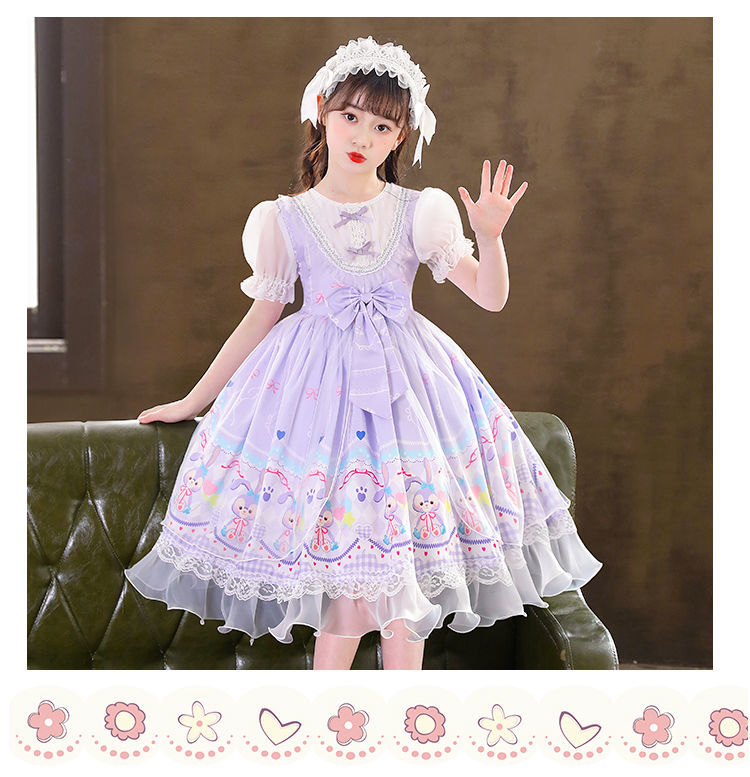 迪士尼(disney)官方授权星黛露女童洛丽塔公主裙夏季紫色裙子2022新款