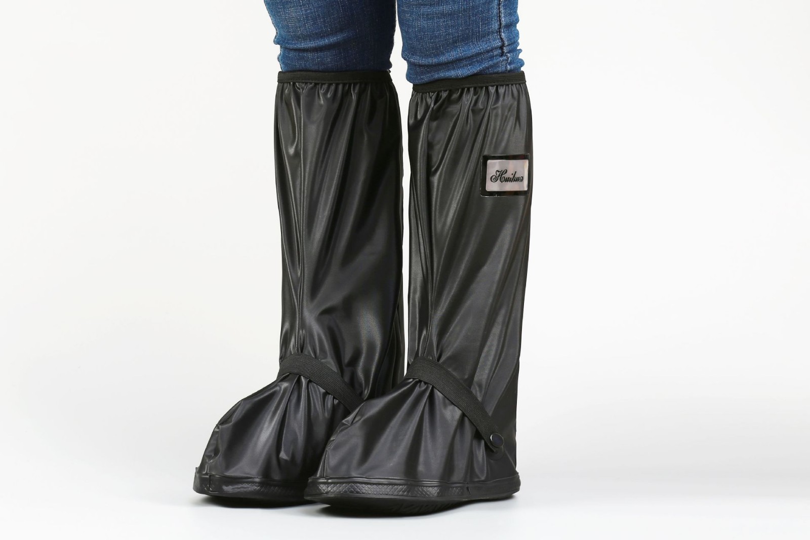 厚底男女通用加防水层户外旅游雨天骑行防水鞋套黑白色透明白l3940码