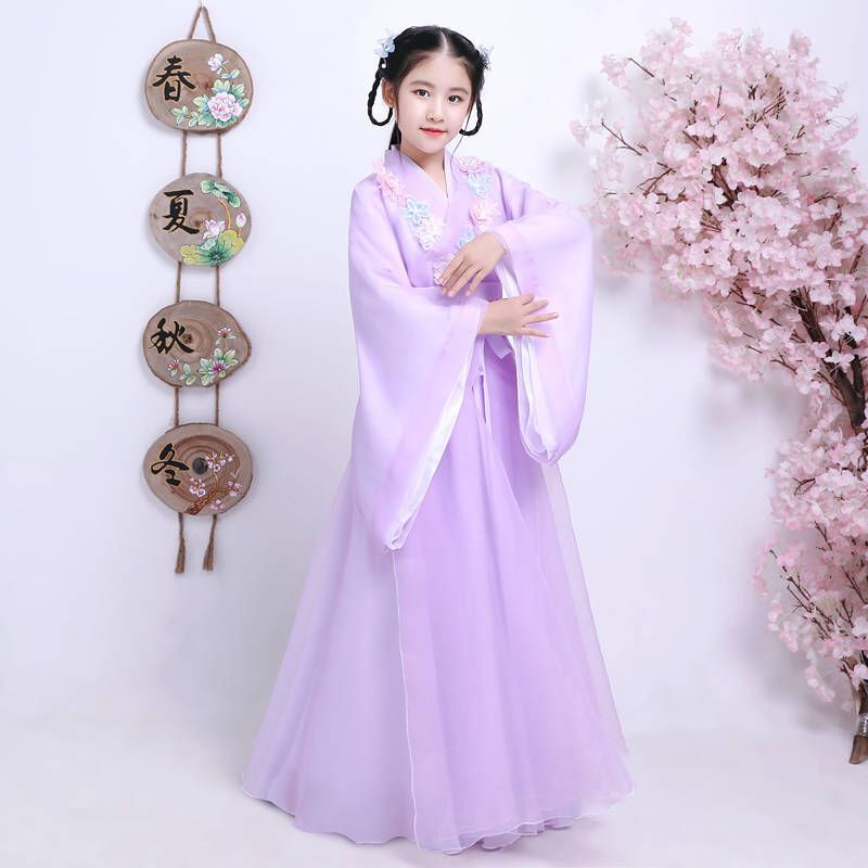 春夏汉服童装扶摇侠女同款古装女童古筝仙女服女童儿童古装演出服