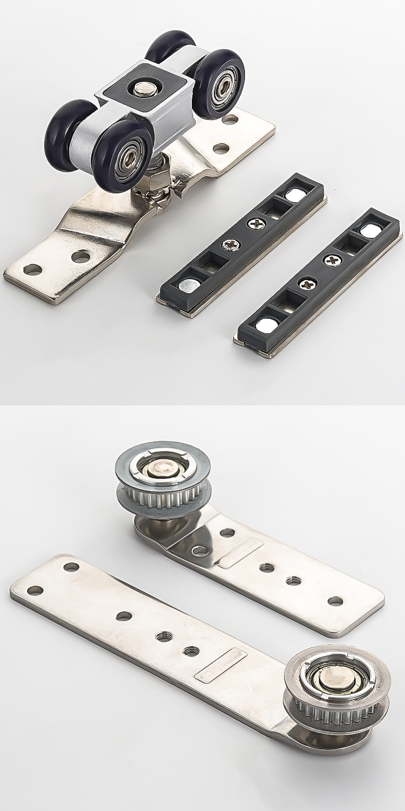 三门联动移门二门移门推拉门木门吊轨道滑轮缓冲联动门吊轮配件 银色