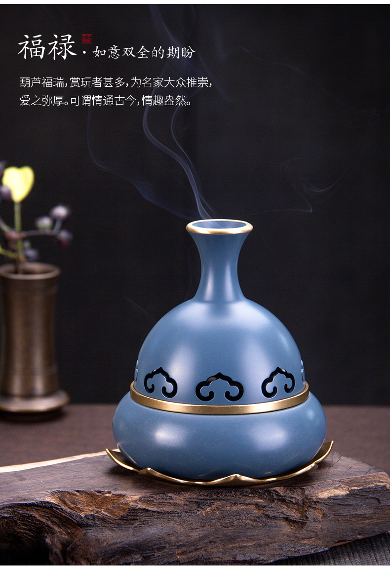 爵印(jueyin)轻奢品牌 葫芦创意香炉纯铜家用室内檀香炉 打拓用具