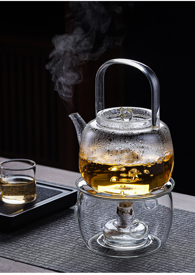 酒精灯煮茶壶一屋窑耐热玻璃酒精灯底座加热烧水泡茶壶保温底座煮茶器