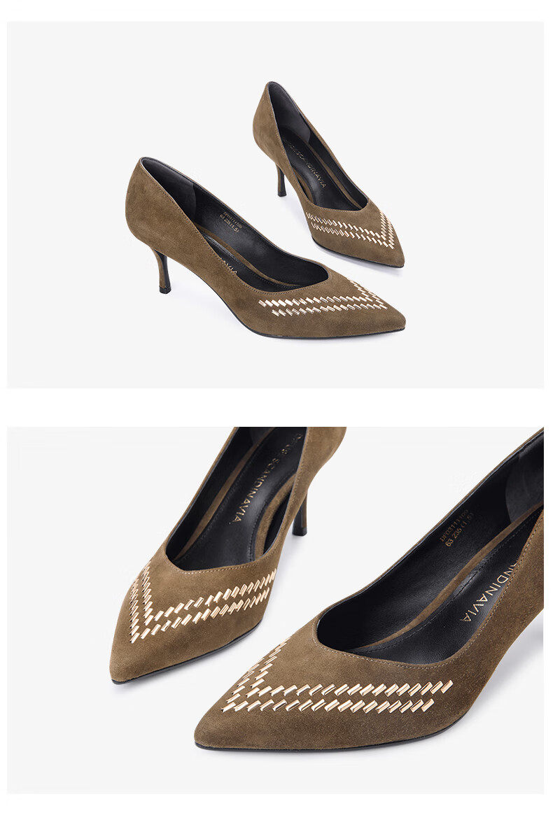 迪芙斯dfuse女鞋金属v型撞色高跟鞋10黑色36