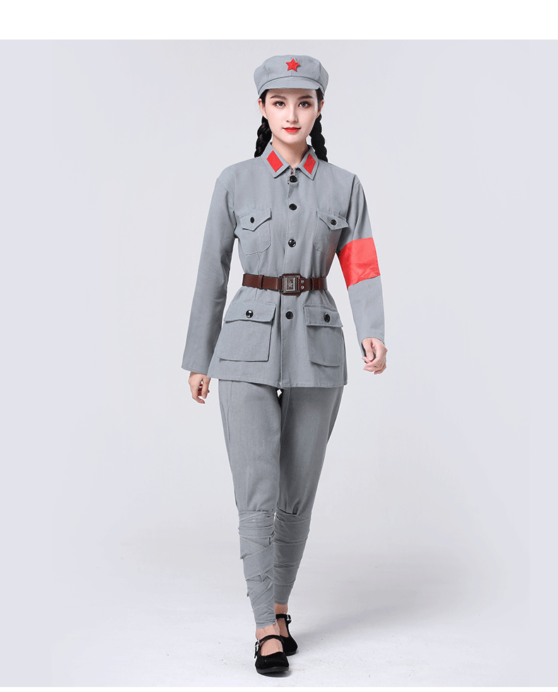 红军套装成人八路服抗战小儿童红歌合唱舞台话剧表演服灰色八路军有