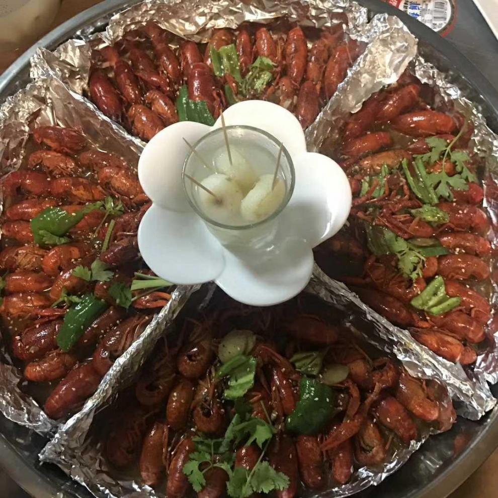 海鲜大咖盘龙虾盘子商用特大号网红带耳圆形盘子不锈钢海鲜大咖专用锅