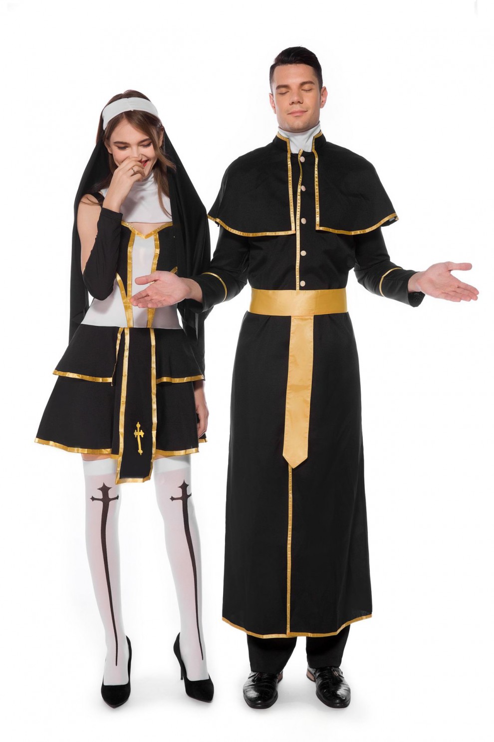 伊必圣修女服神父男女情侣长袍化妆舞会女服饰万圣节服装成人女款l