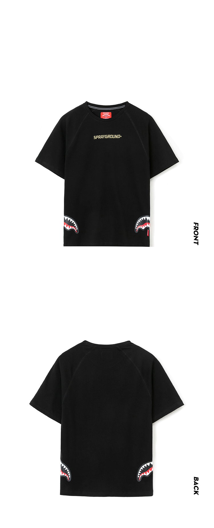 sprayground21夏季新款纯棉透气经典鲨鱼嘴小众t恤情侣潮牌logo浅灰s
