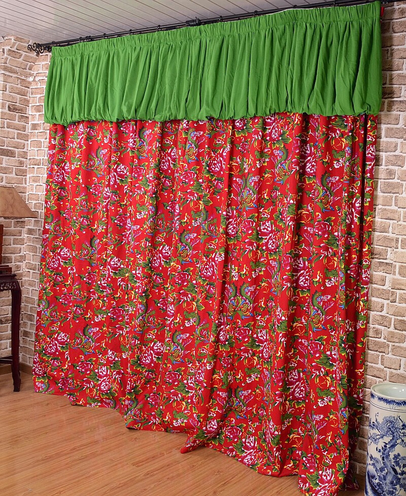 东北大花布床单布料全棉红色牡丹凤凰床上用品床单被面纱布发纯棉斜纹