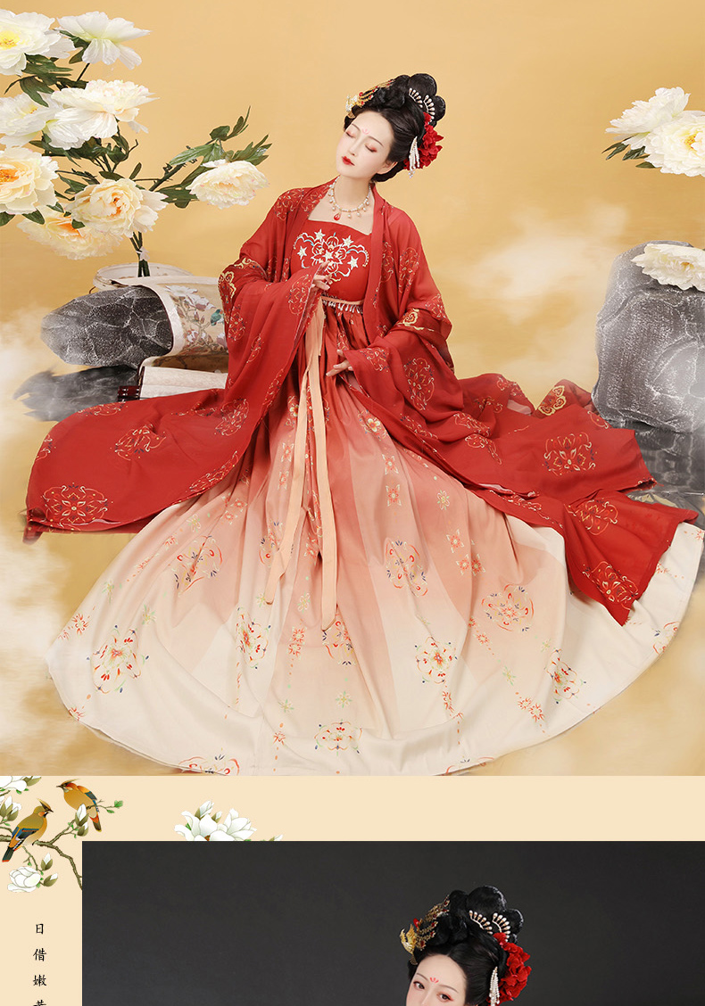 汉服女夏季仙气薄款唐制齐胸襦裙改良原创中国风古装 k21-601 酒红色