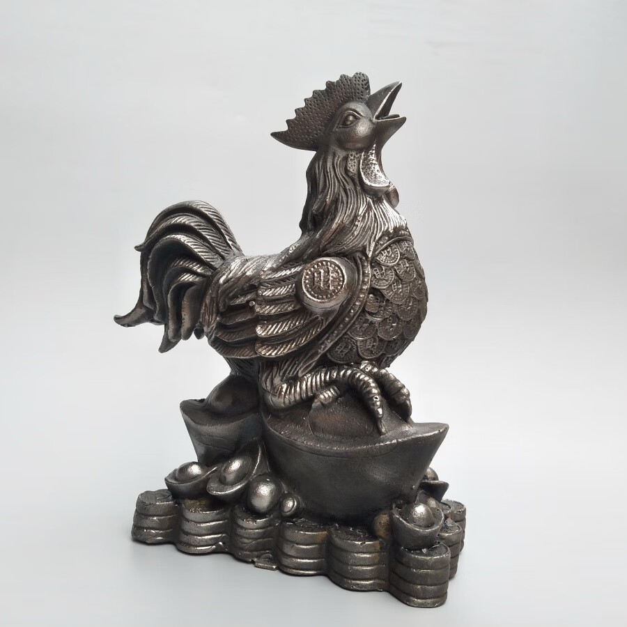 铁公鸡摆件 铁器公鸡摆件铸铁元宝财字鸡一毛不拔家居门厅铁公鸡装饰