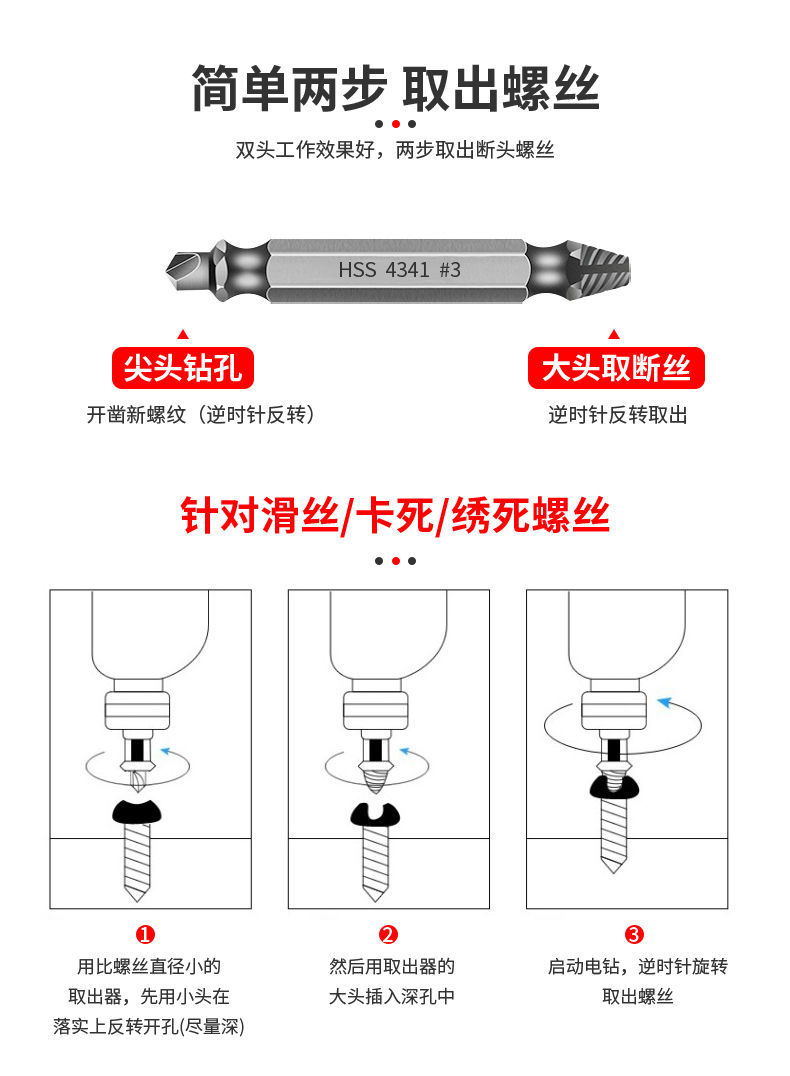 斷絲取出器神器小螺絲取斷頭工具滑絲取絲器雙頭套裝退絲拆卸專用