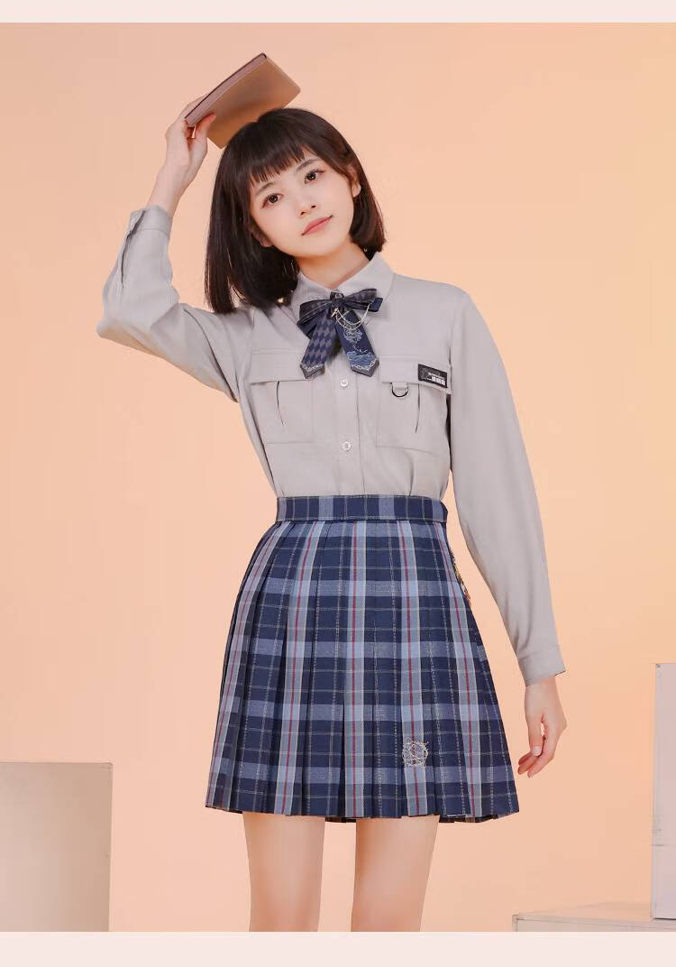 2022新款 破云2吞海衍生服jk制服衬衫格裙快看漫画周边花鱼严江 格裙