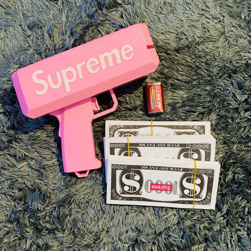 喷钱枪钞票枪红包枪撒钱枪supreme结婚纸币接亲婚礼吐喷钞机美钞大