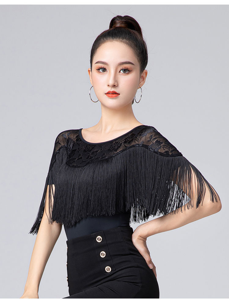拉丁舞流苏半身裙拉丁舞服装女成人新款国标舞流苏连体上衣摩登交谊舞