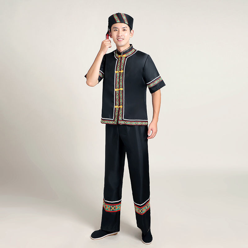 新广西壮族舞蹈服男民族风云南少数民族苗族演出服葫芦丝表演服装yt