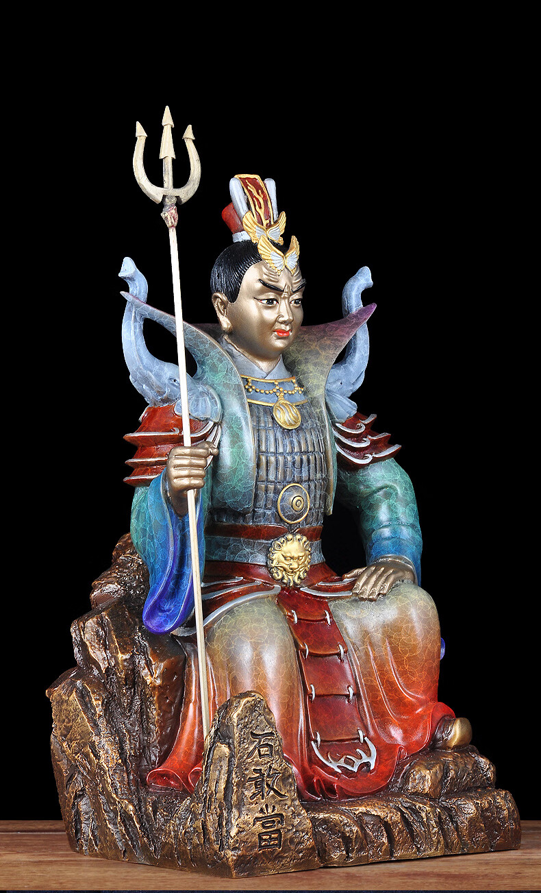 泰山将军 彩铜石敢当佛像摆件泰山石敢当将军人物工艺品客厅佛堂居家