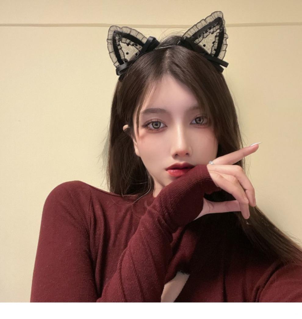 猫咪公主风头箍~猫耳朵发夹日系可爱发卡女仙气夏季发箍网红发饰 铃铛