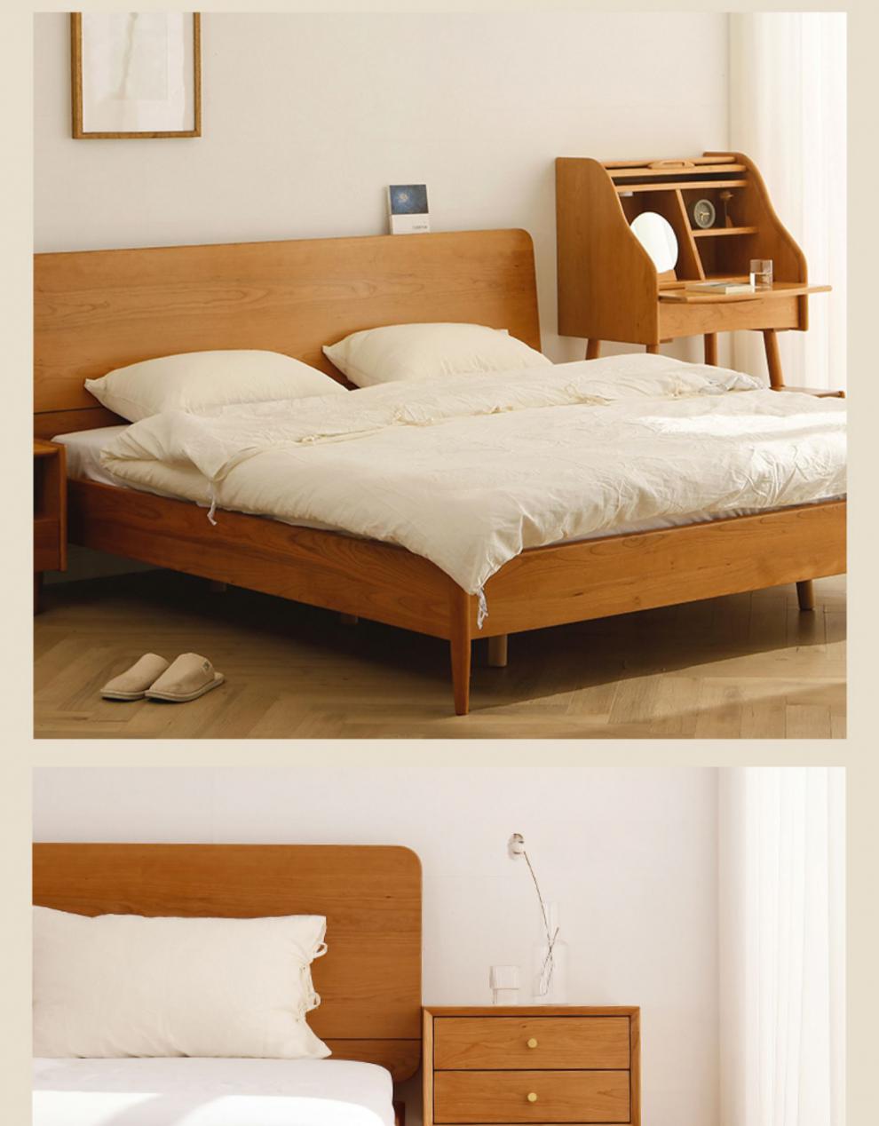 芸婷樱桃木床山念木作实木床樱桃木白蜡木北欧风格日式风格家具原木18